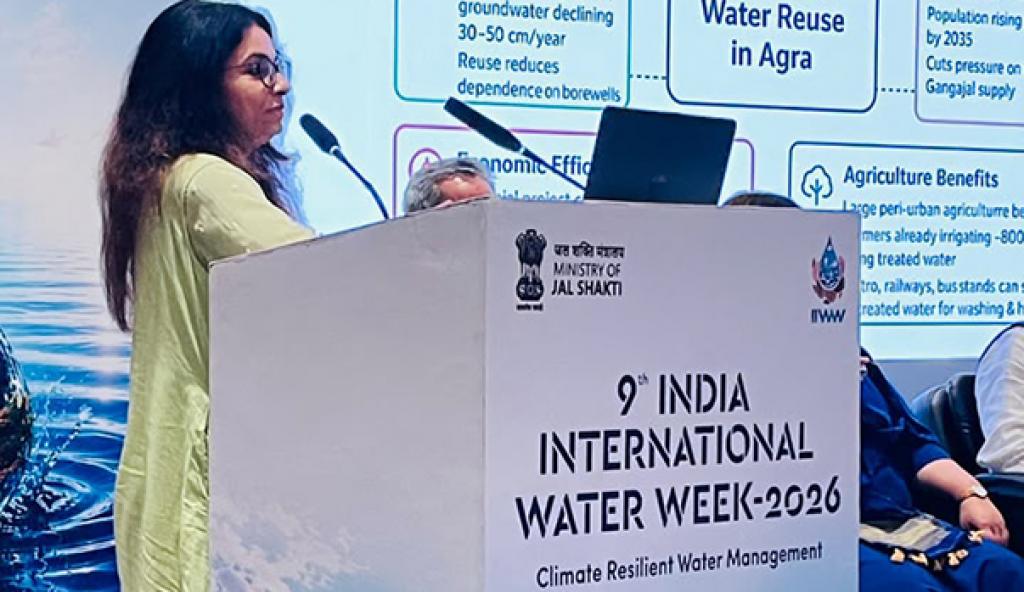 Dr. Sumita Singhal presents at the 9th India International Water Week (IIWW 2026) report cover